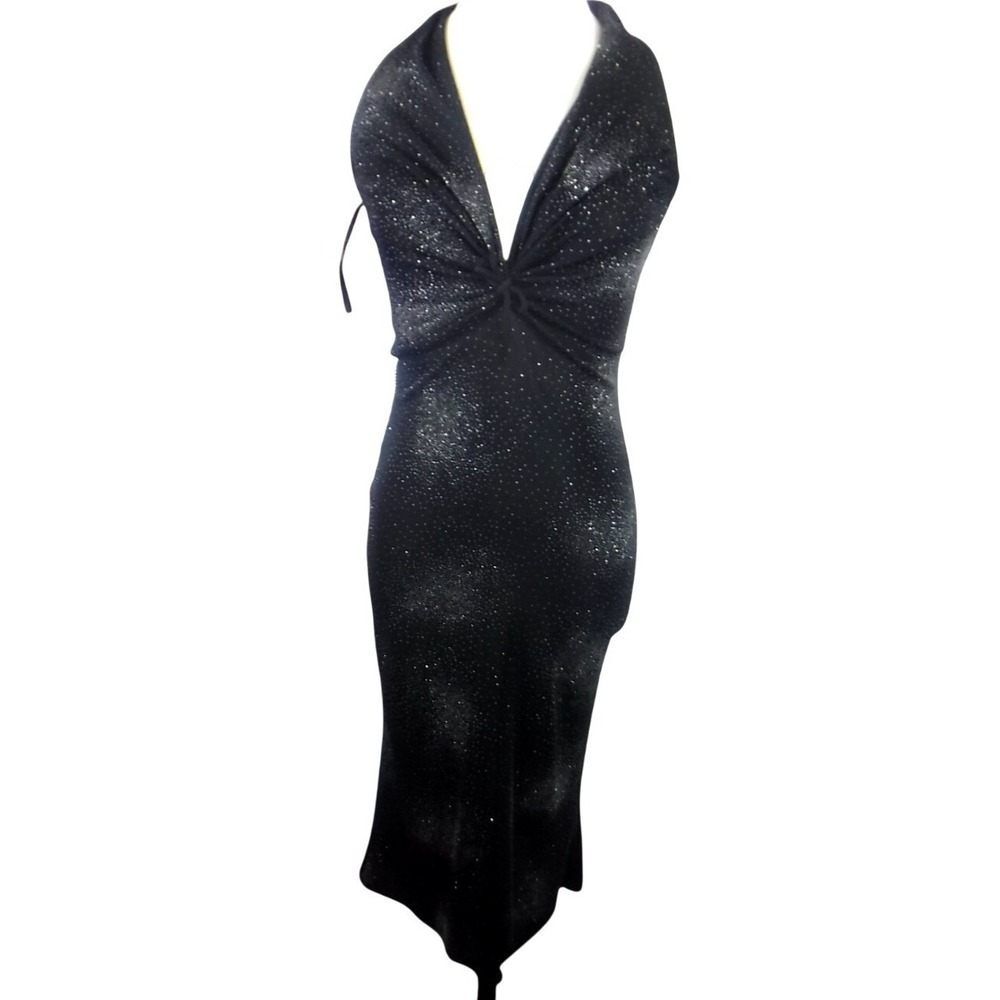 ARIELLA Women's Black Sleeveless Halter Dress Evening Cocktail Party Size Small